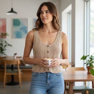 Women's Tank by Velvet Cotton Crocheted Cropped‎ MSRP $139 Women's Size Small